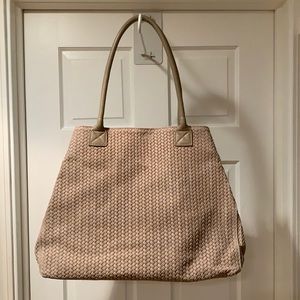 Roberta M. Sueded Leather Taupe Shoulder Bag